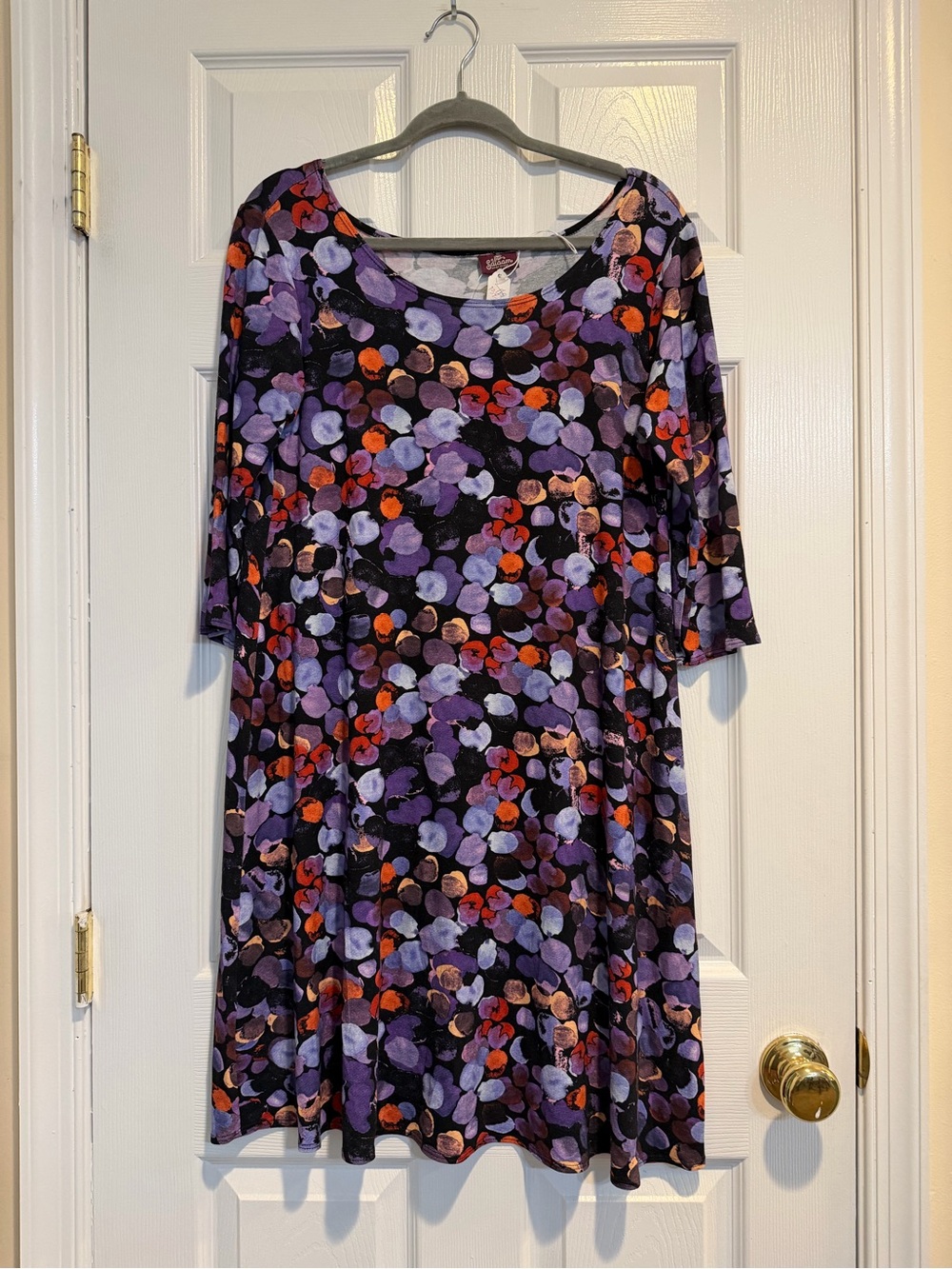Purple Floral Scoop-Neck Midi Dress by Salaam USA